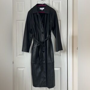 BNWOT. Calvin Klein Black Faux Leather Trench Coat